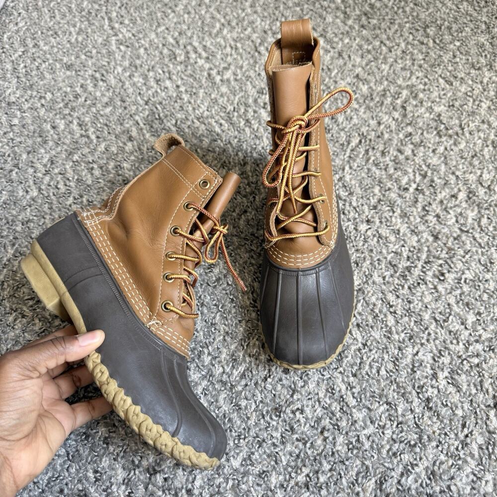 LL Bean Waterproof Duck Boots Womens 7 N Lace Up Snow Rain Made in USA Brown